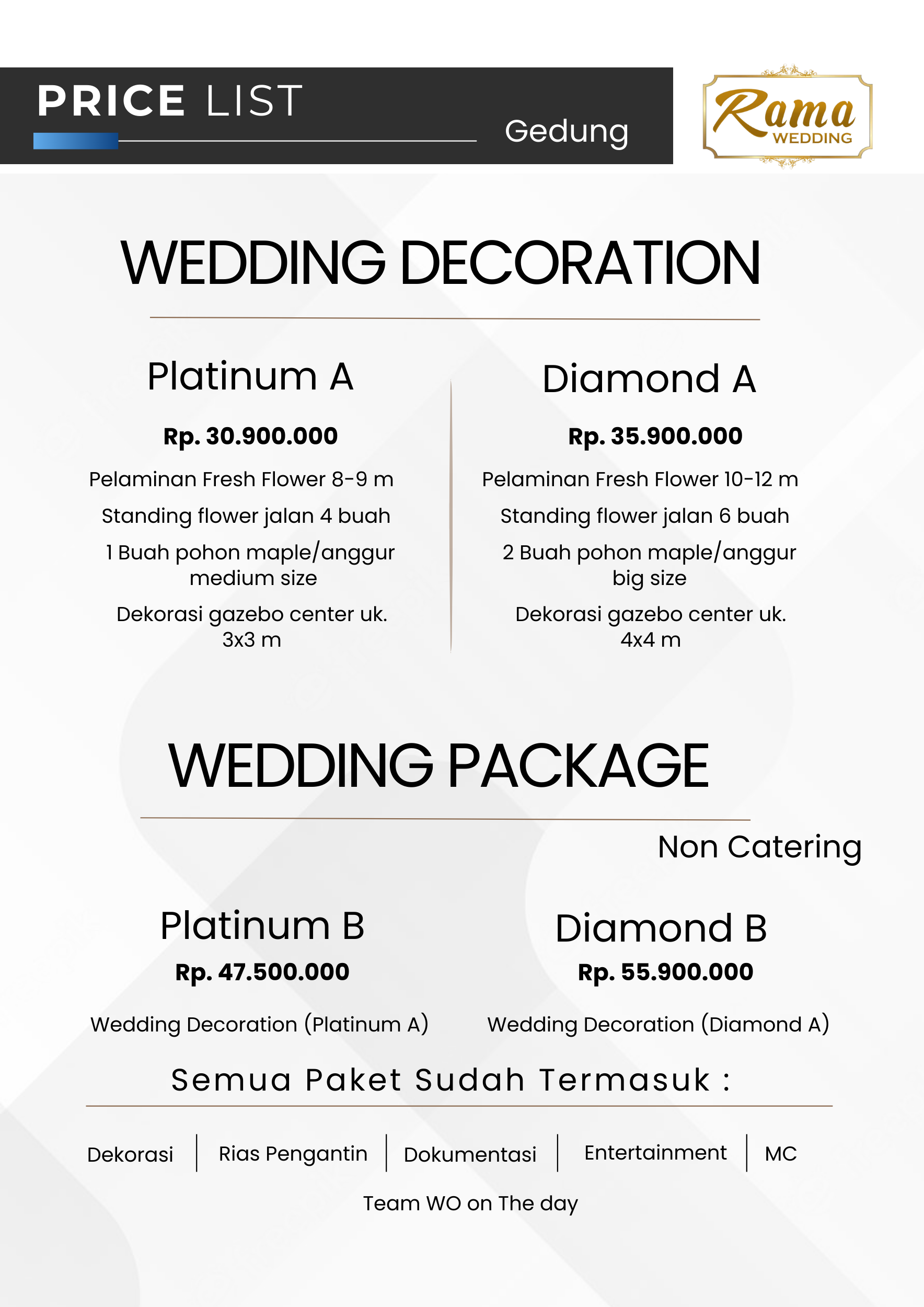 Paket Pernikahan Gedung – Non Catering