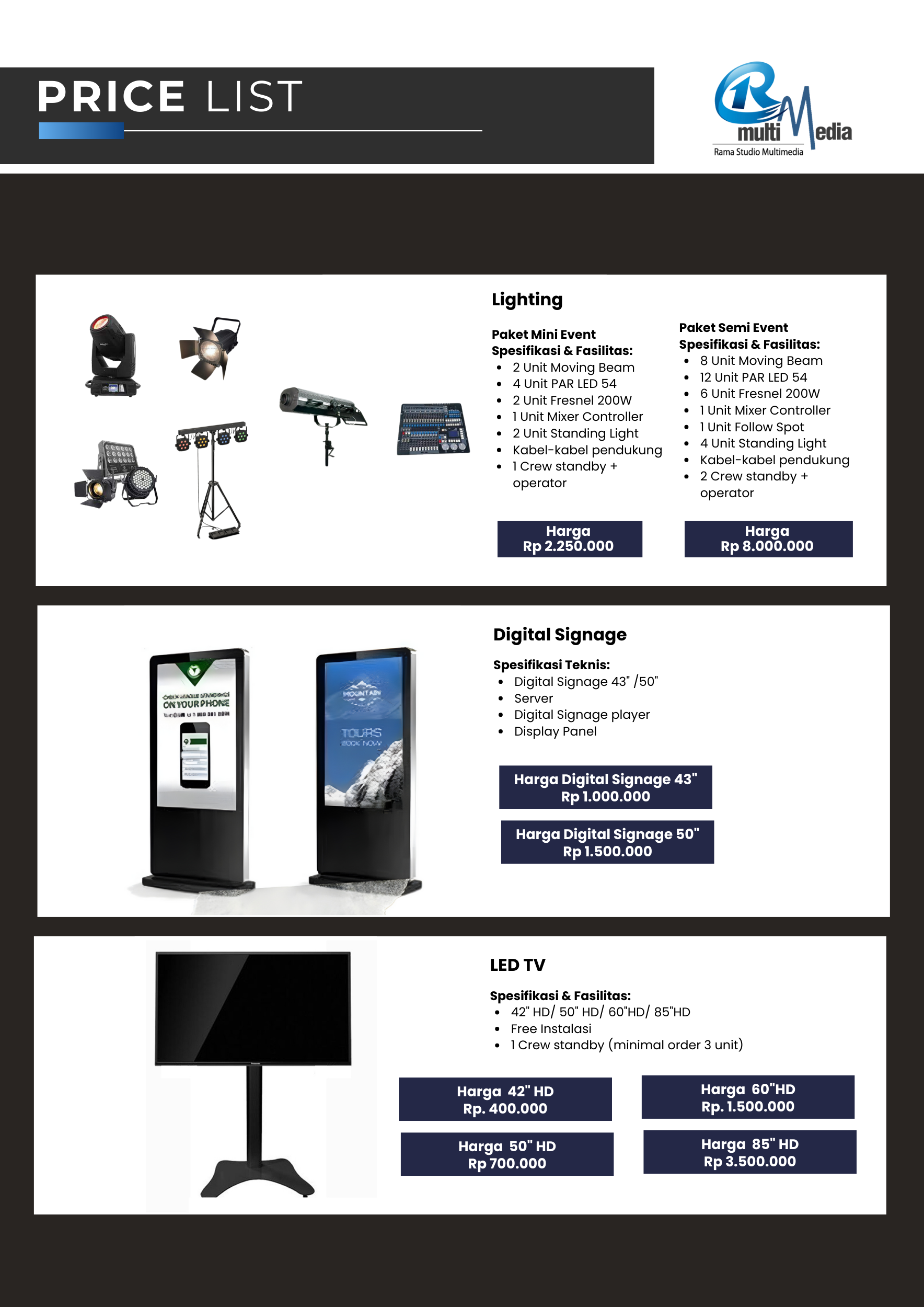 Lighting, Digital Signage dan LED